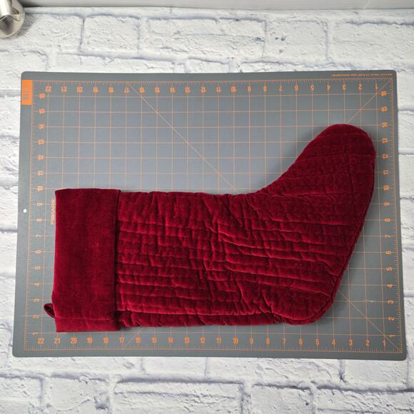 Pair Pottery Barn Christmas Stocking Dark Red Quilted Channel Velvet Medium 2015 - Picture 5 of 13